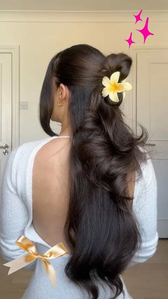 yellow flower claw clip aesthetic