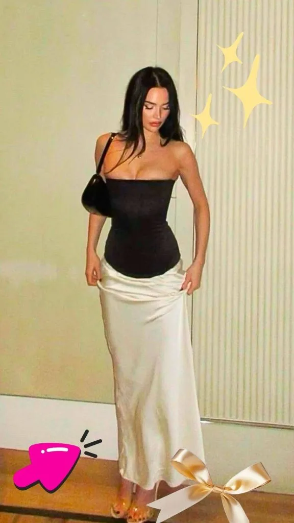 black top and satin skirt outfit michelin restaurants