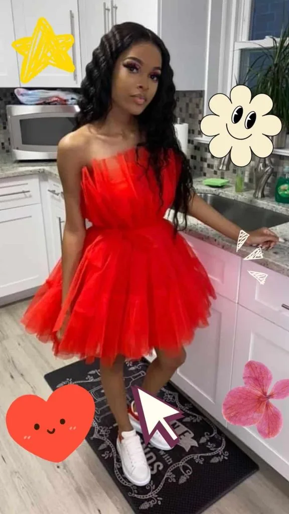 RED TULLE DRess and sneakers