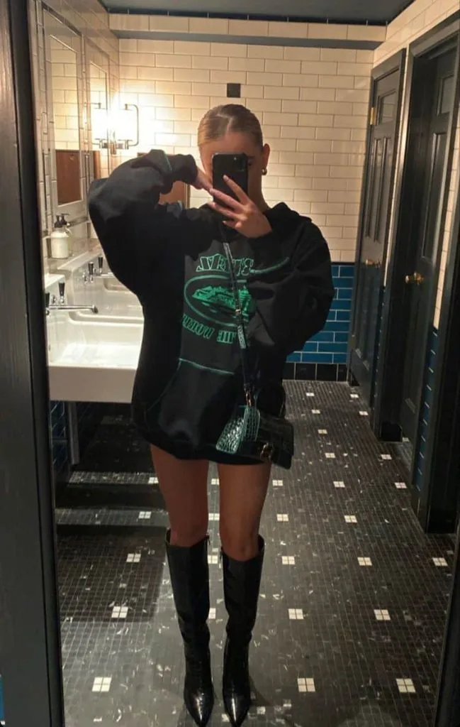 oversized hoodie and boots