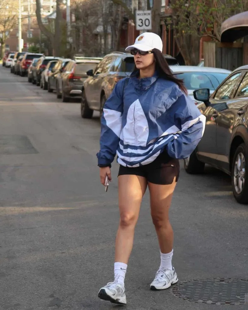 windbreaker and biker pants