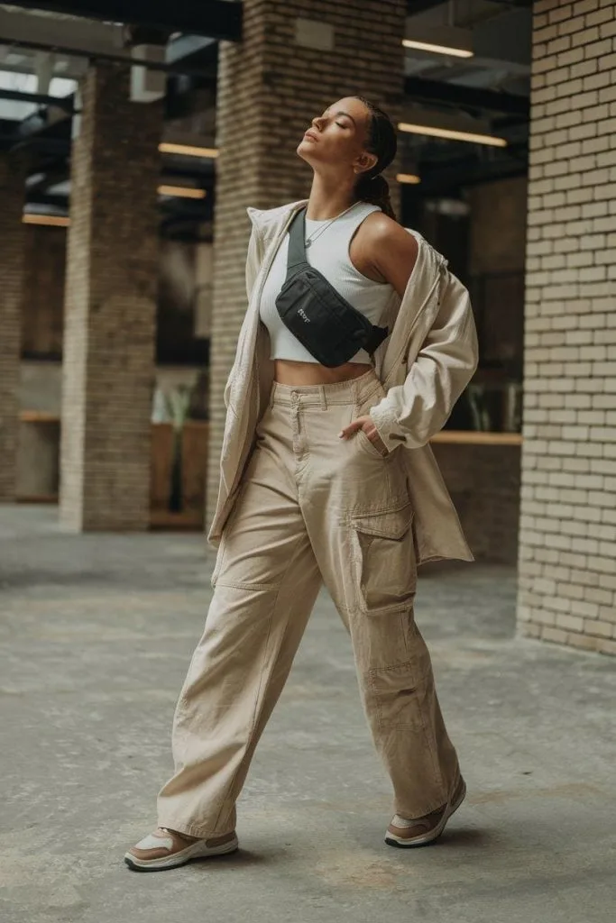 how to style beige pants street style