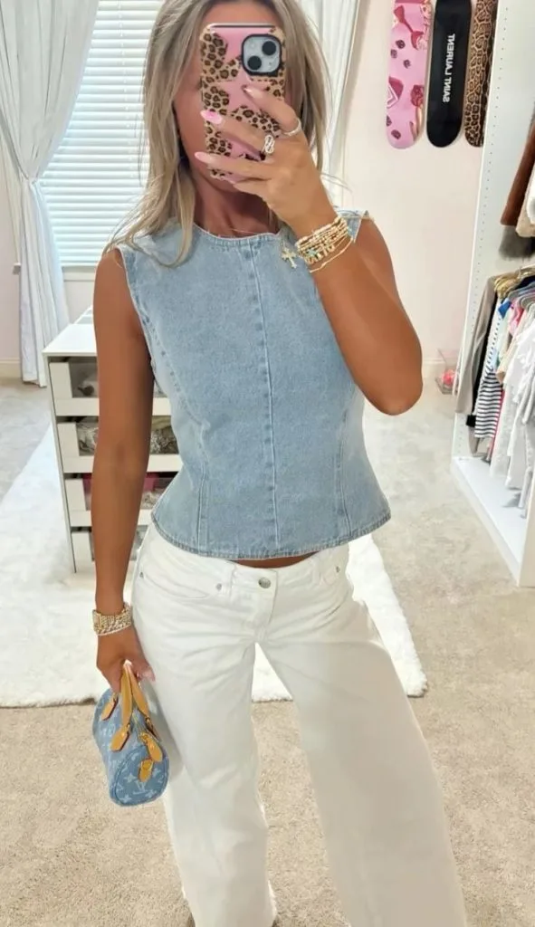 DENIM ON denim clean girl aesthetic white jeans