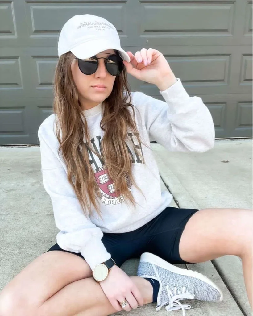Graphic Sweatshirt Biker Shorts go to school outfits uni studentd