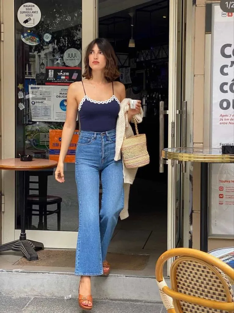 Straight-Leg Jeans and cute top