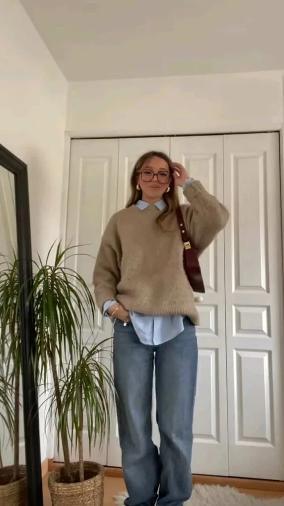 collared shirt layering outfit