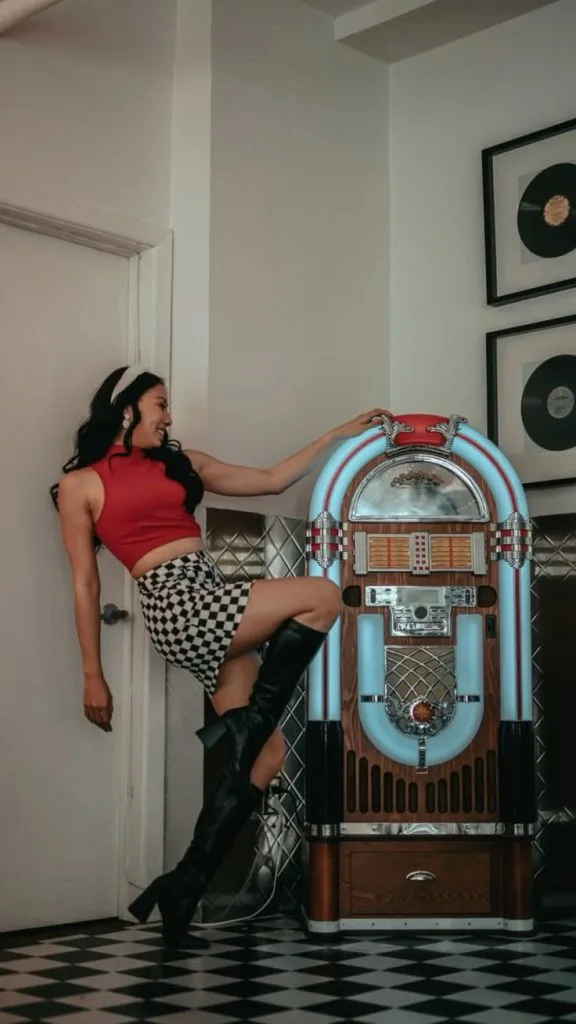 sock hop party outfits checkered skirt