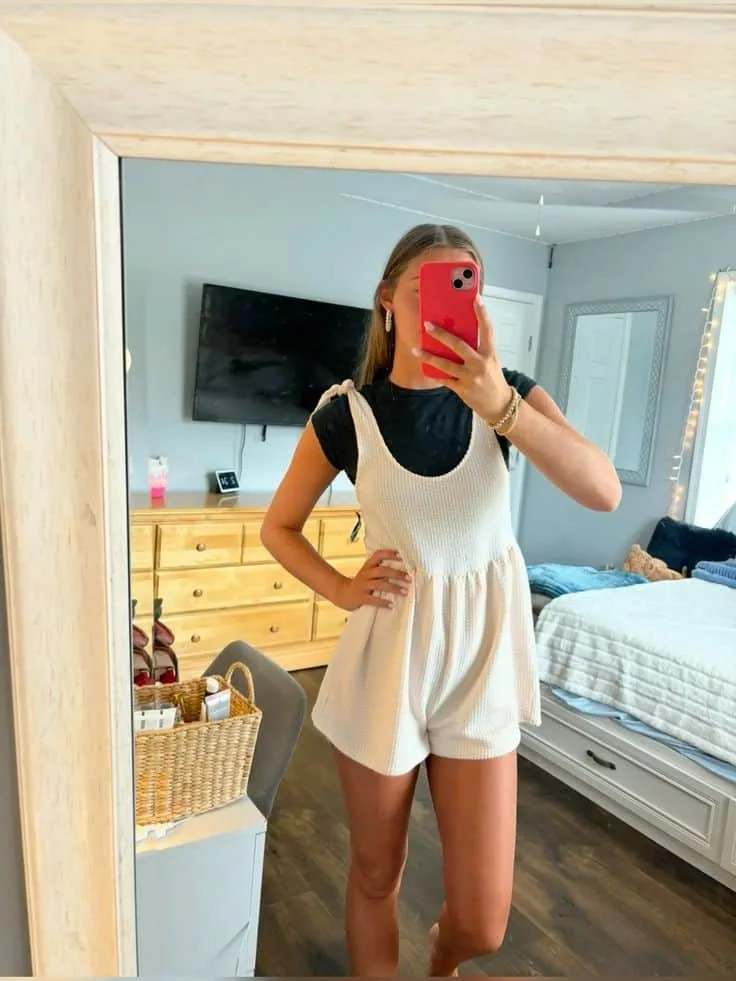 uni student romper outfit