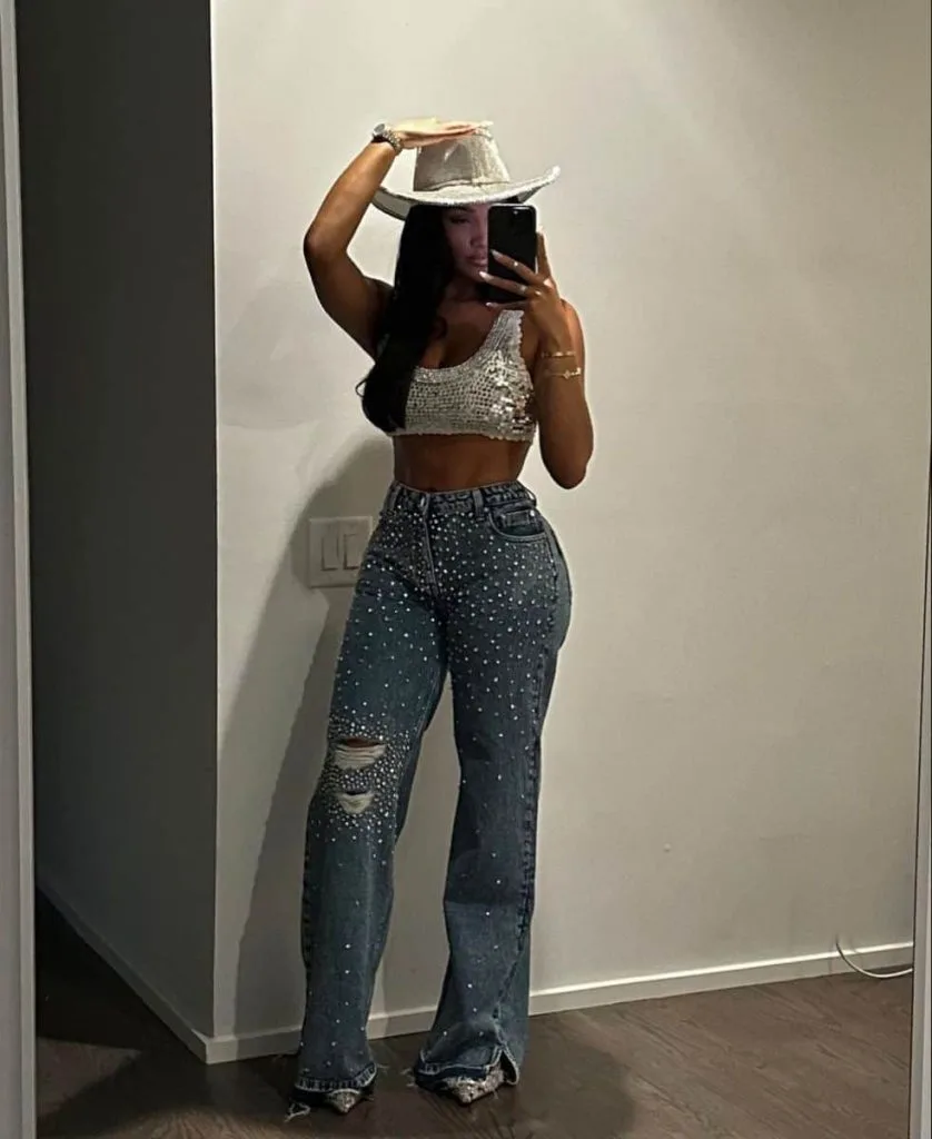 Rhinestone outfit cowgirl western outfit black girl