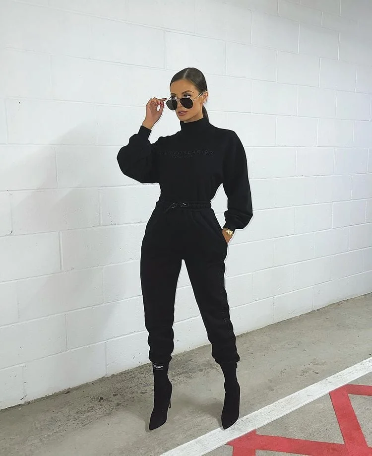 the sock boots and dress pants outfit winter