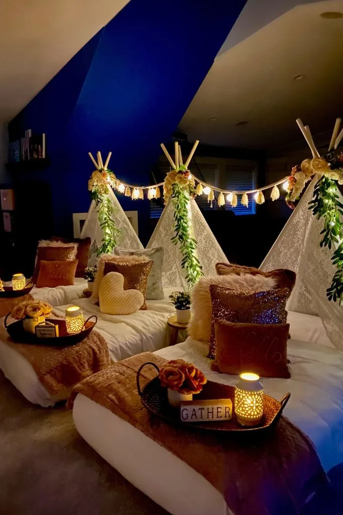 ideas of sleepover INDOOR camp