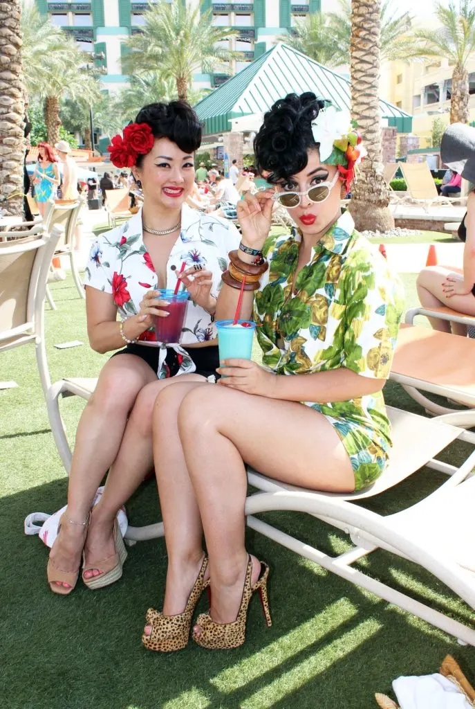 retro beach outfits hairstyle