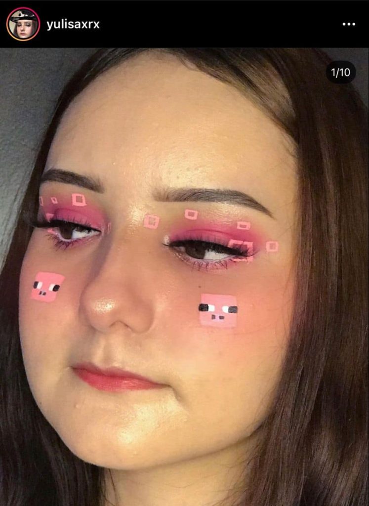 The iconic Minecraft makeup pink
