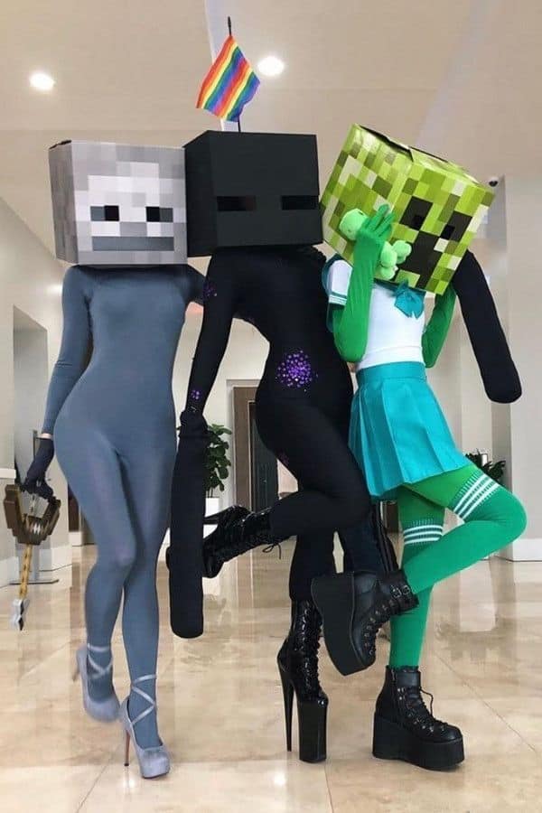 Minecraft square cardboard boxes party outfit ideas
