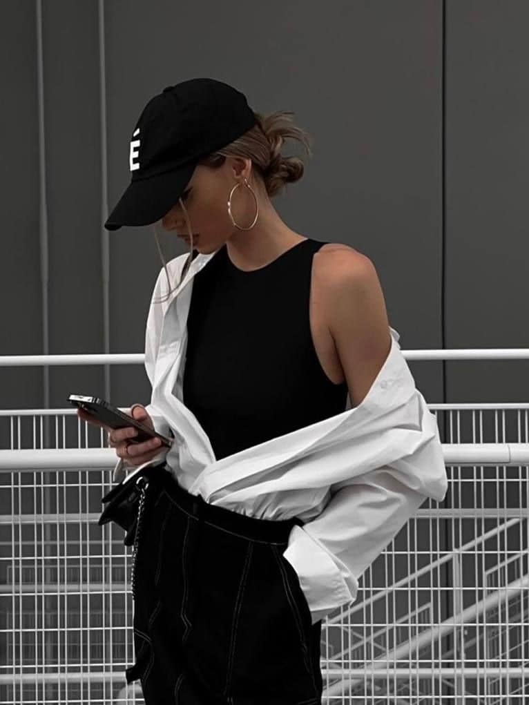 white shirt outer outfit women  chic cute