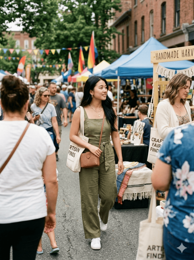 what to wear to craft fair jumpsuit art fair