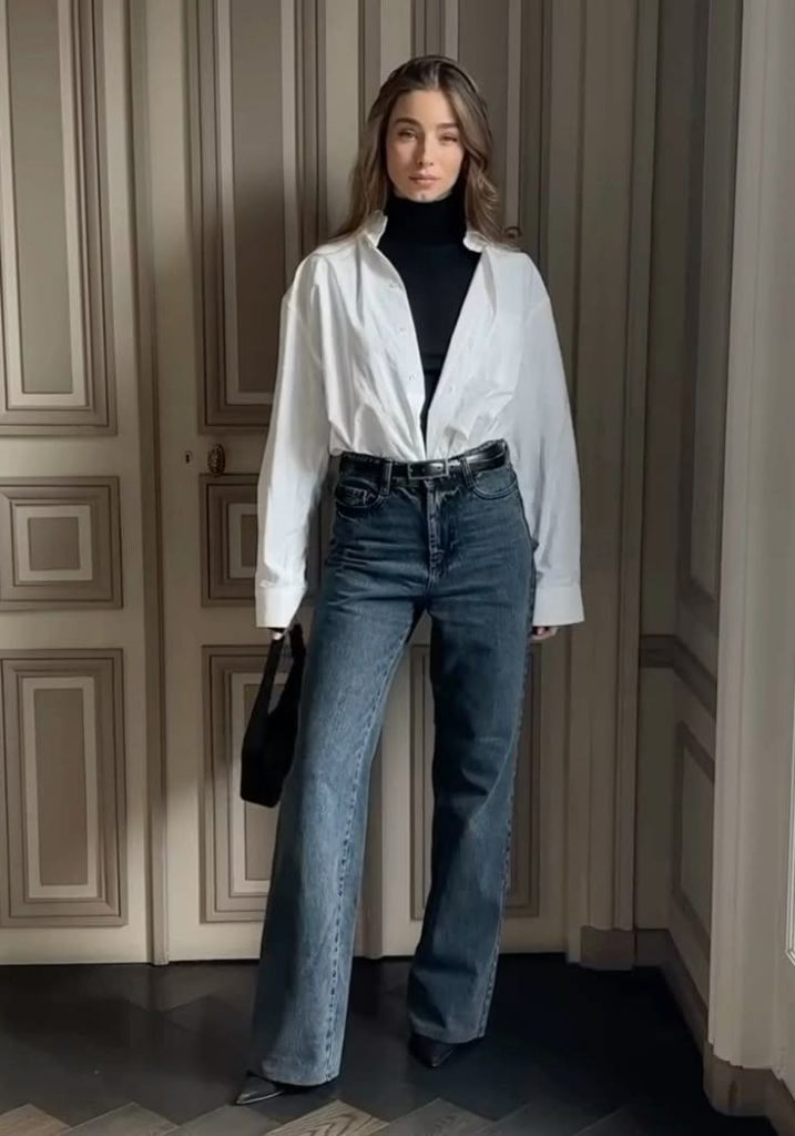 white shirt outer outfit women  preppy