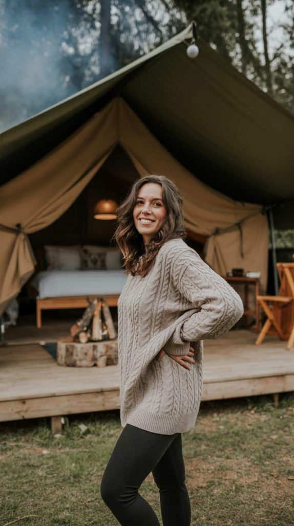 CASHMERE sweater and legging glamping outfit