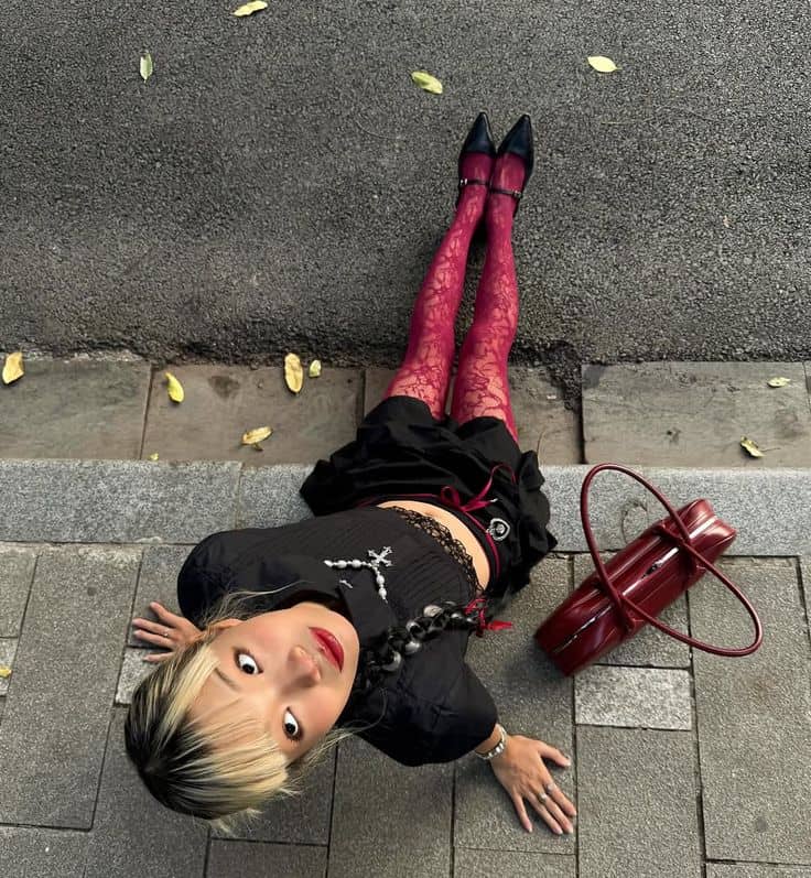 baddie style outfit lace tights