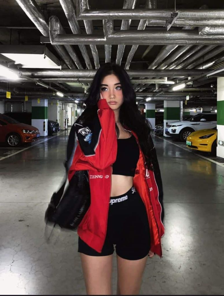 racing jacket outfit aesthetic asian baddie