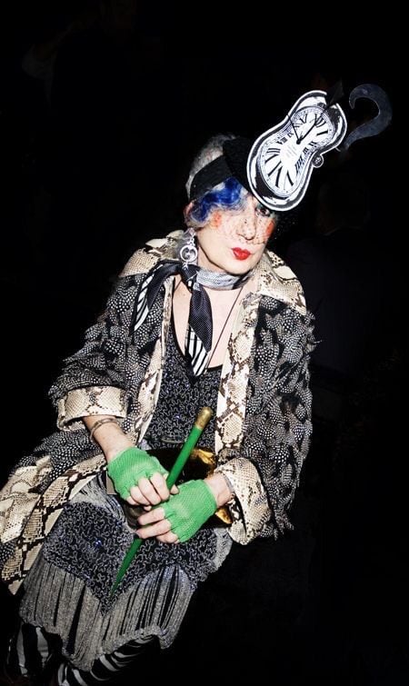 Surrealist party costume melting clock hat