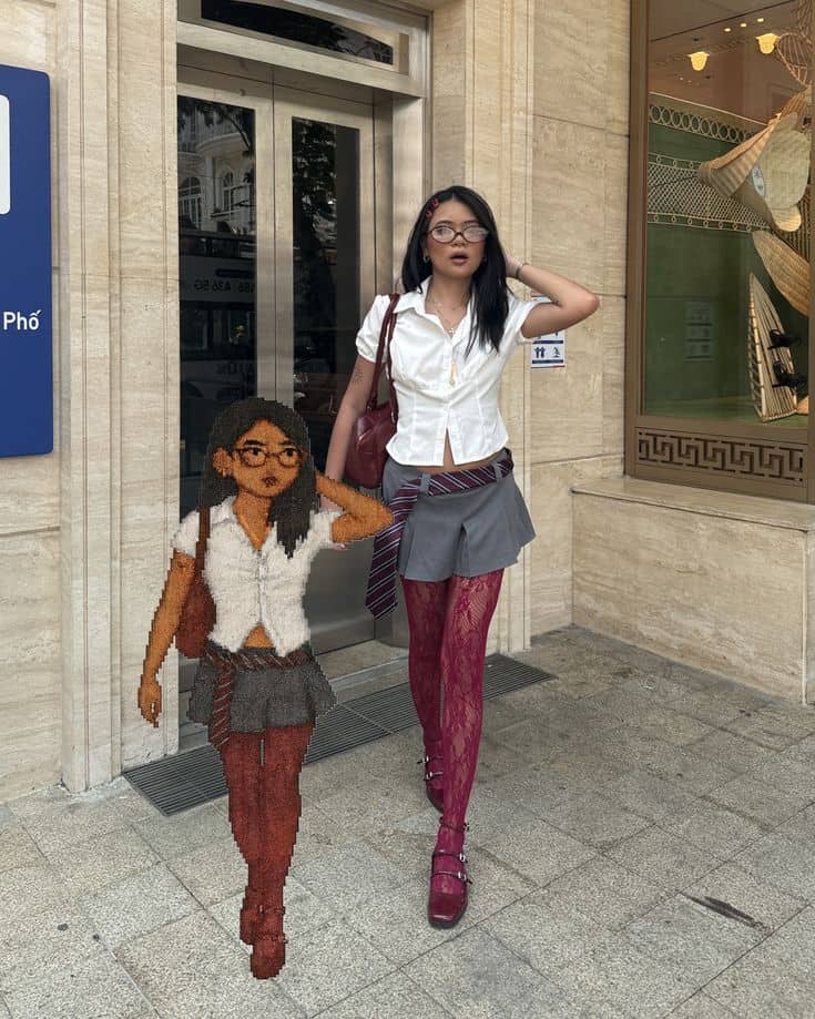 what to wear with lace tights white shirt