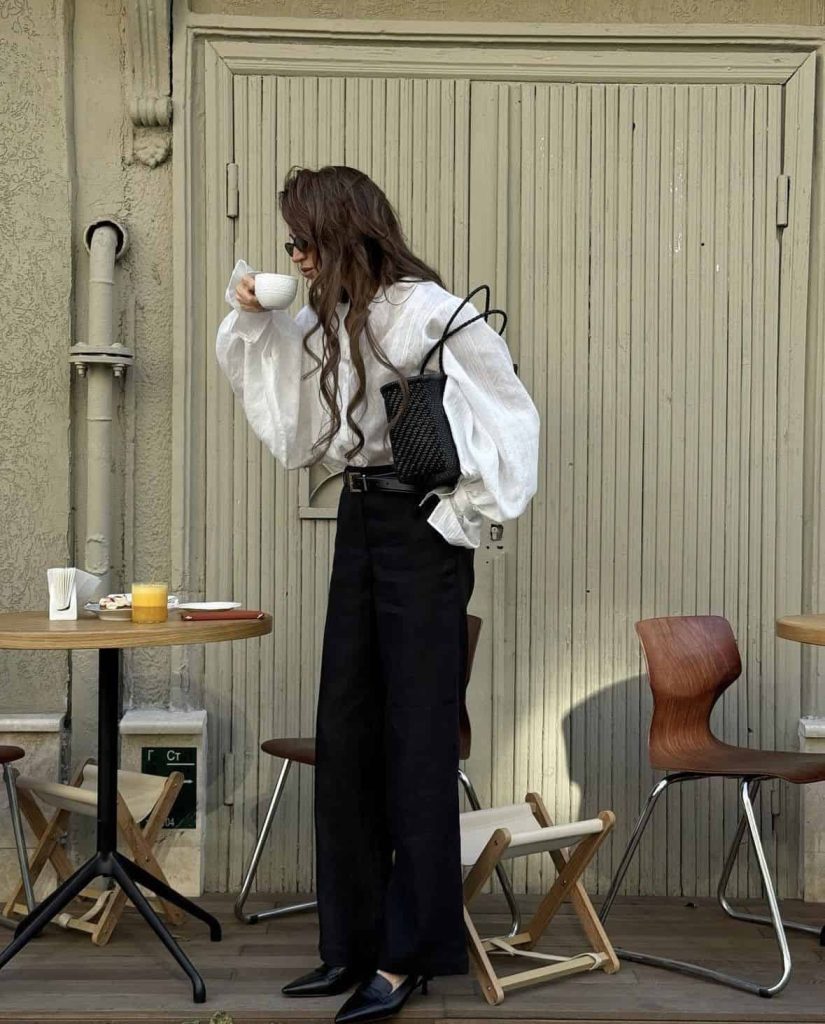 poetcore OUTFIT aesthetic  white blouse