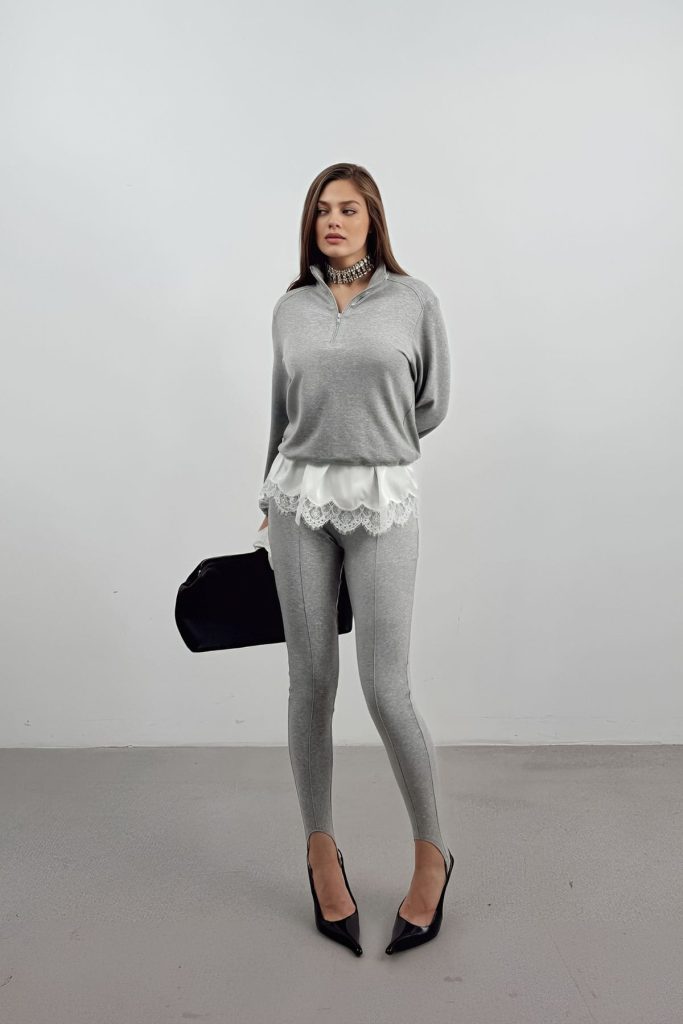 stirrup pants outfit monotone