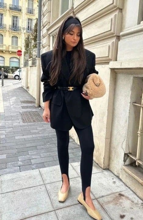 stirrup pants outfit ALL BLACK