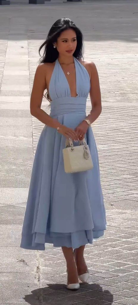 pastel blue classy dress for proposal