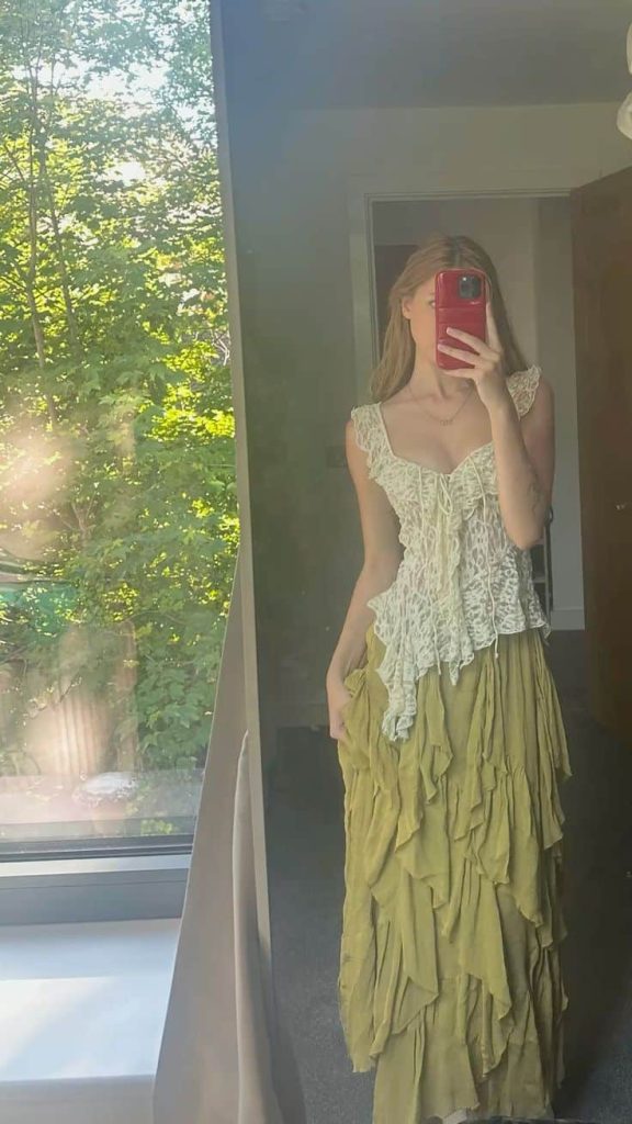 enchanted garden outfit  green maxi skirt forest party outfit