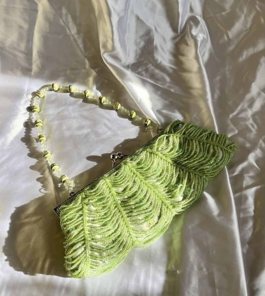 forest party outfit green purse