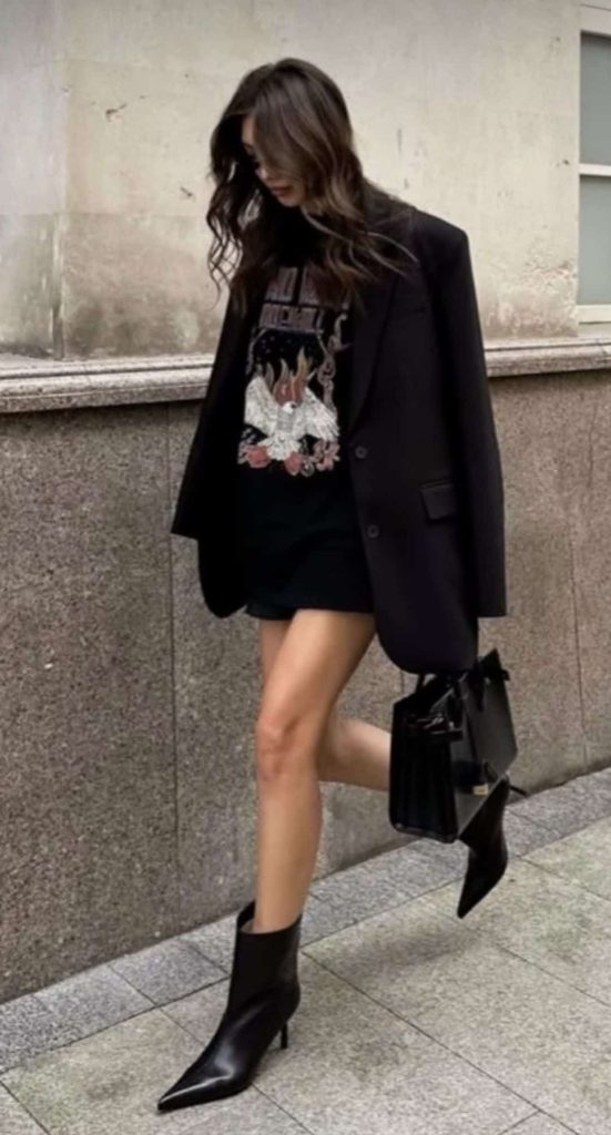 Band Tee + Blazer + Tailored Shorts