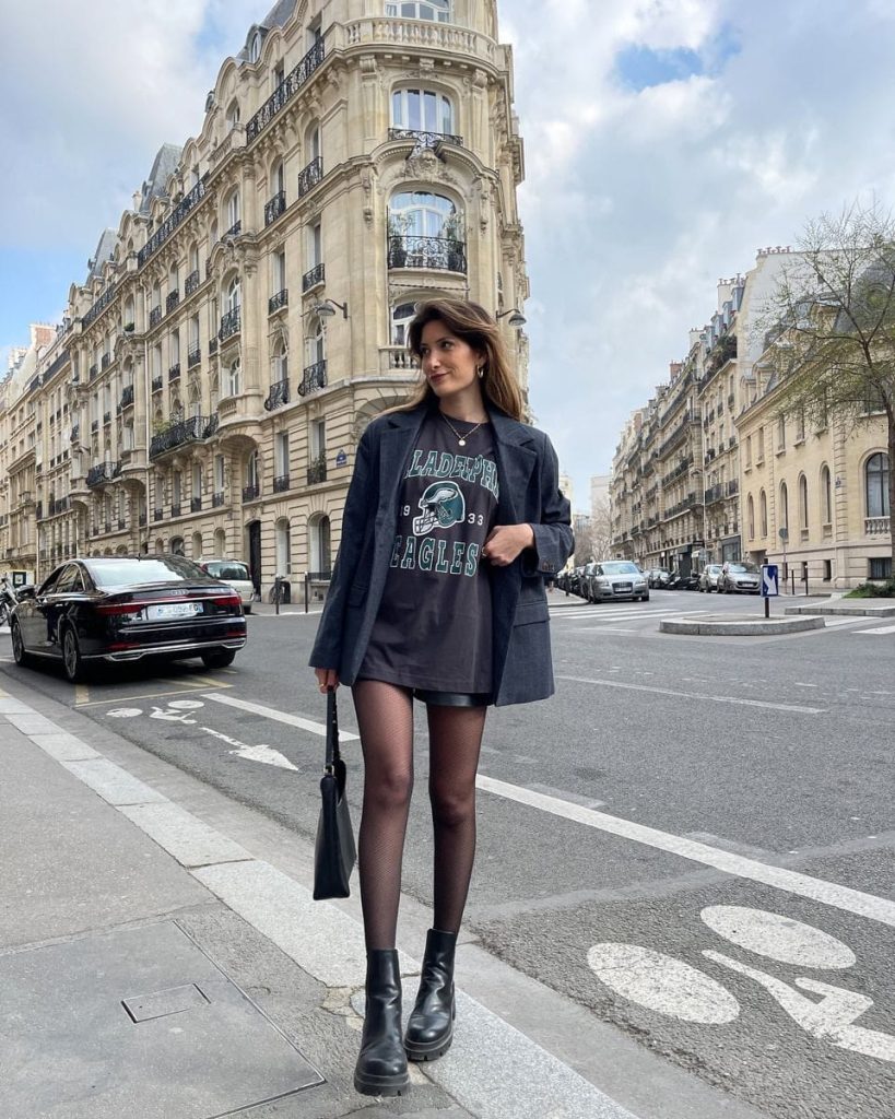 Band Tee and Midi Skirt + Combat Boots
