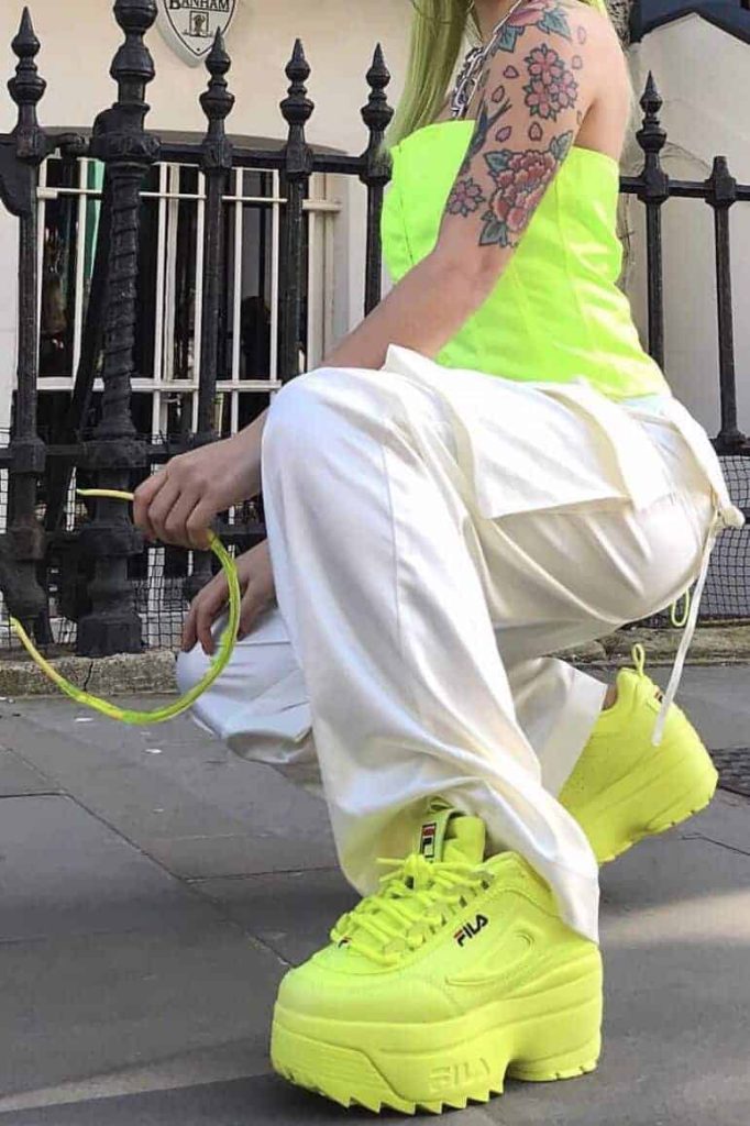 The Chunky Platform Sneakers neon party outfit